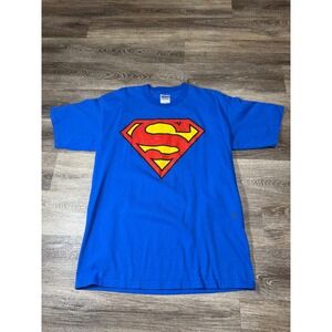Superman Graphic T-Shirt Mens Large Blue Short Sleeve DC Comics Shield Logo Tee